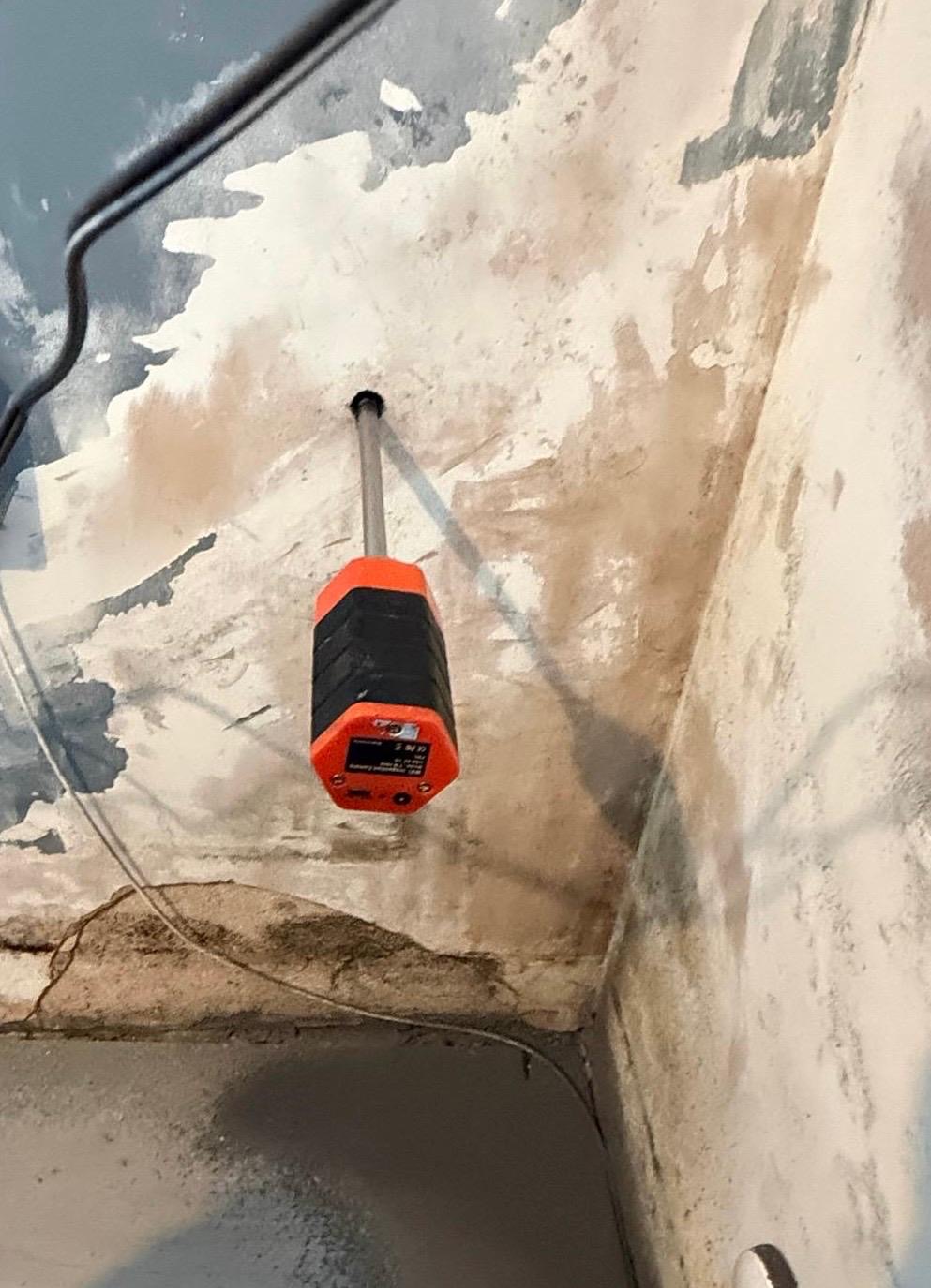 Second damp meter reading on the affected corner wall in Bridgend
