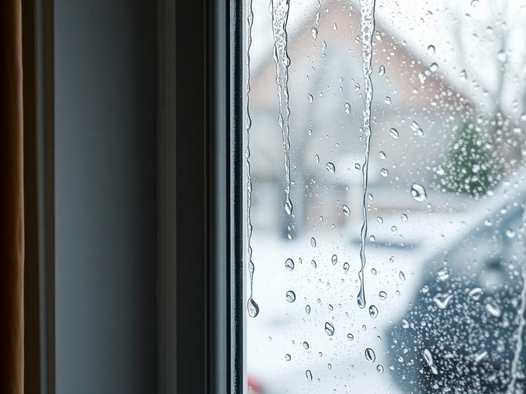 Condensation survey South Wales, water running down inside of a window in a Welsh home